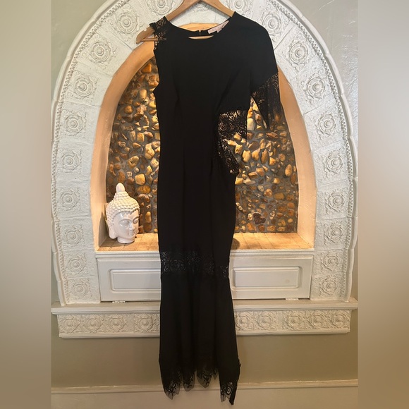 Anthropologie Hutch Asymmetrical Romantic Goth Lace Mix Slip Dress - Picture 6 of 15